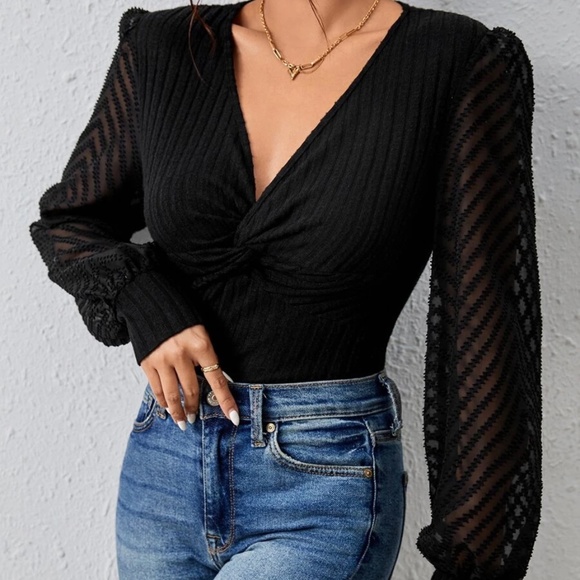 Ribbed Black Blouse